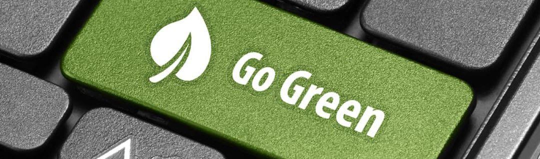 Go green economical keyboard button on a laptop