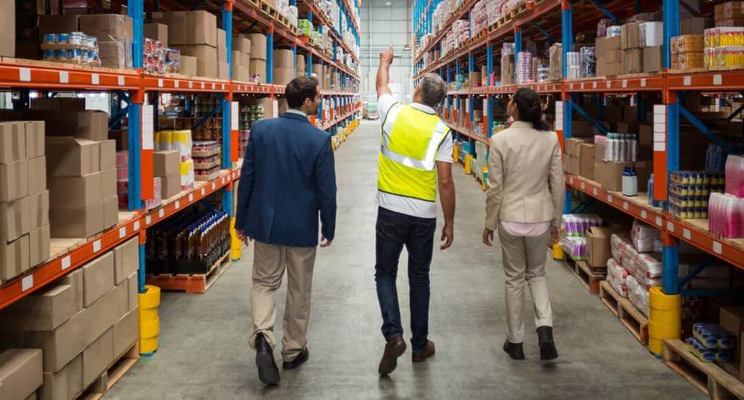 Start up business guided tour of a suppliers warehouse